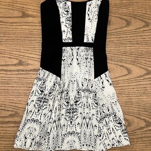 Parker Strapless Black and White Dress
